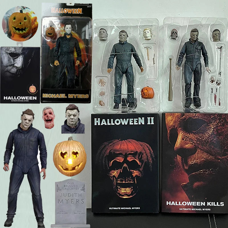 NECA Figure Michael Myers With LED Pumpkin Halloween Ultimate Figure Action Toy Doll Decor Christmas Gift Halloween Horror Toy