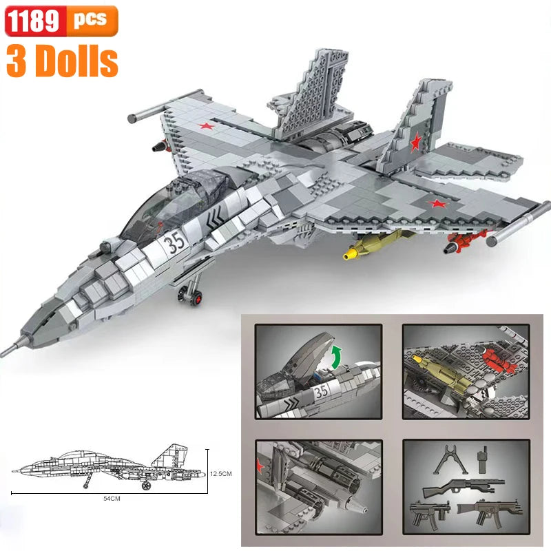 WW2 Airplane Military A10 Fighter Model Building Blocks J-20 Soldier Weapons Air Missile F18 Aircraft Bricks Set Toy For Kid MOC