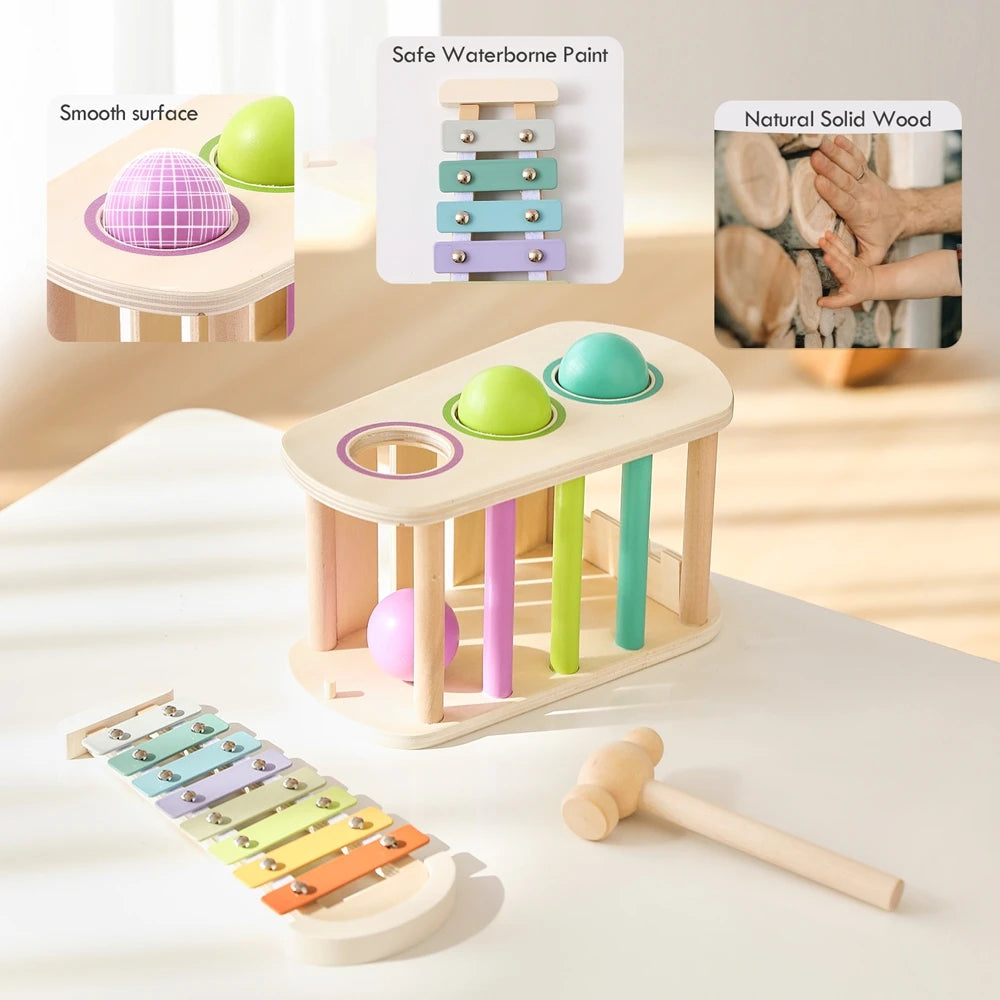 Montessori Toys 1-3 Year Baby Wooden Percussion Instrument Hand Coordination Play Early Sensory Touch Education Toys Kid Gift