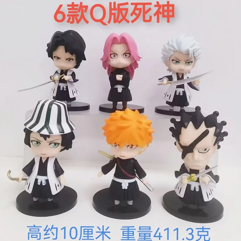 10cm 6pcs BLEACH Kurosaki Ichigo Hitsugaya Toushirou Gotei 13 Action Figure Toys Collection Christmas Gift