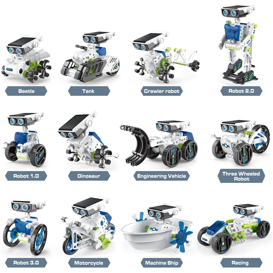 12 in 1 Science Experiment Solar Robot Toy DIY Building Powered Learning Tool Education Robots Technological Gadgets Kit for Kid