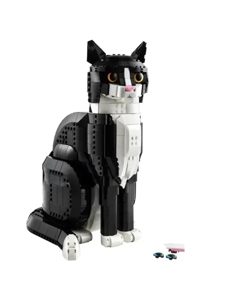 1710Pcs MOC New 21349 Tuxedo Cat Building Blocks Creative Cartoon Animal Assembly Toy Diy Educational Puzzle Toys Gift