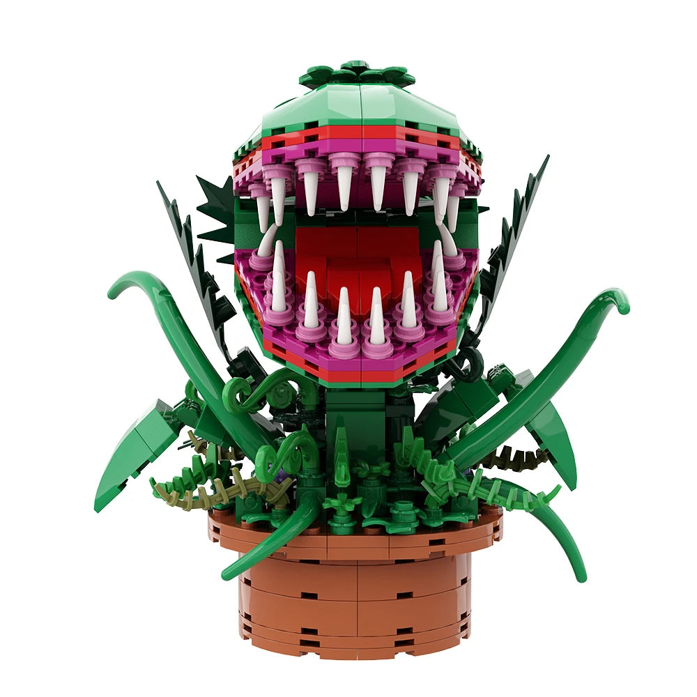 MOC Audrey II Piranha Plant Building Block Chomper Potted Plants Horrors Flower Model Bricks Assemble Toys Children Collect Gift