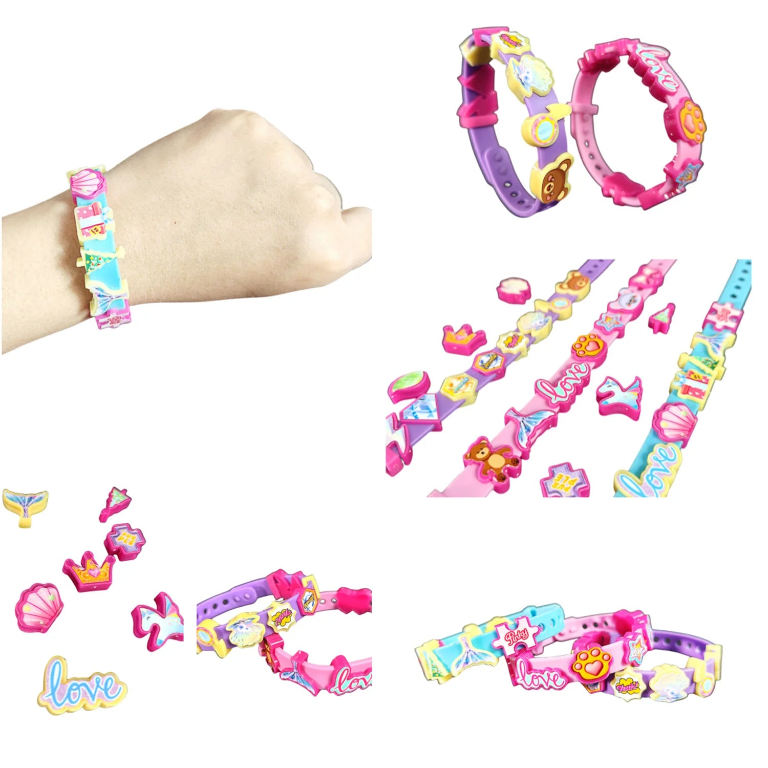 Fun children's beaded bracelet, DIY handmade material bag for girls, with four bracelets and accessories in one box