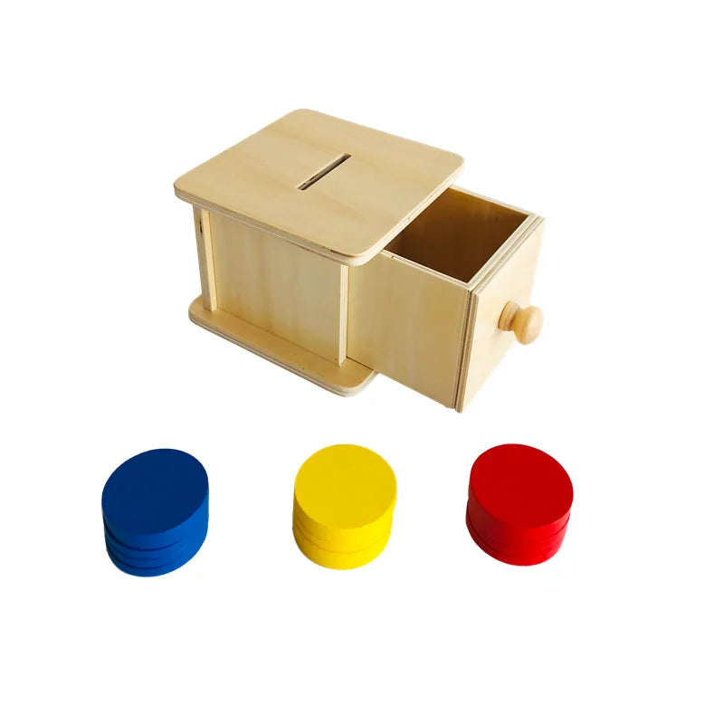 Colored Coin Box Wood Montessori Infant Toddler Toys Hand-Eye Coordination Fine Motor Skill Game Early Educational Equipment