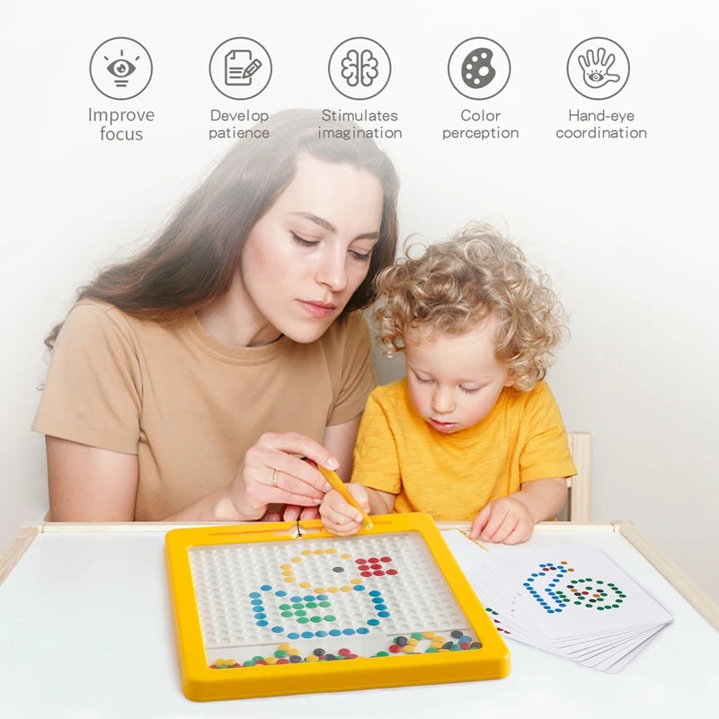 Magnetic Drawing Board for Toddler Doodle Board with Magnetic Pen and Beads Montessori Educational Preschool Travel Toy Kid Gift