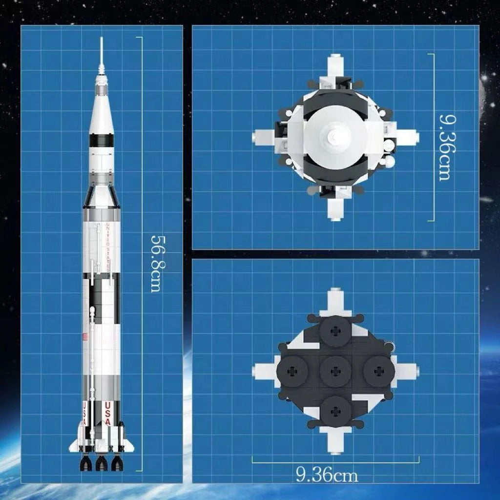 Cretive MOC Apollo Saturn V Building Blocks  Model Space Rocket Assembly Bricks Toys Birthday Christmas Gifts For Kid Boy Adult