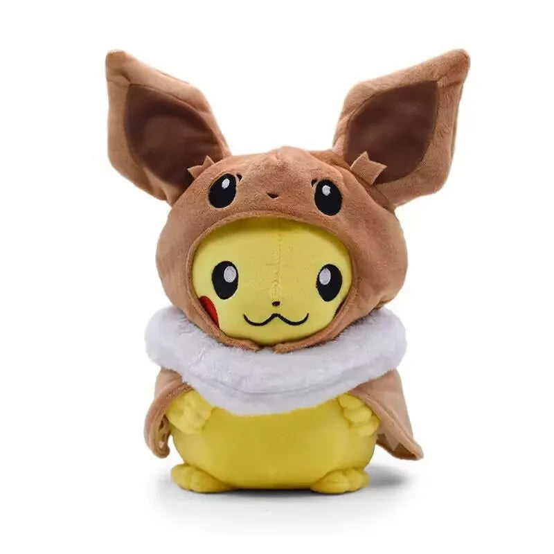 Kawaii Pikachu Cosplay Eevee Plush Toy Pokemon Stuffed Dolls Eevee Dressing Cloak Cos Pikachu Plushies Toy Hobbies Kid Xmas Gift