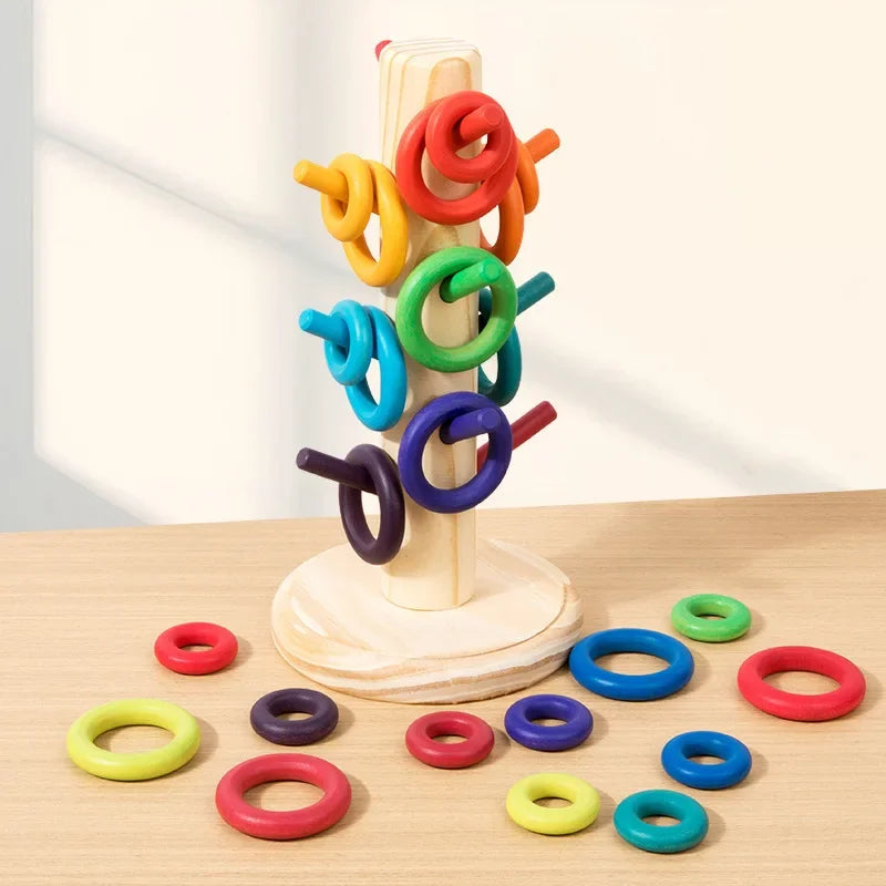 Montessori Rainbow Tree Color Sorting Wooden Toy for Children Hand Eye Coordination Cognitive Skills Development Educational Pla