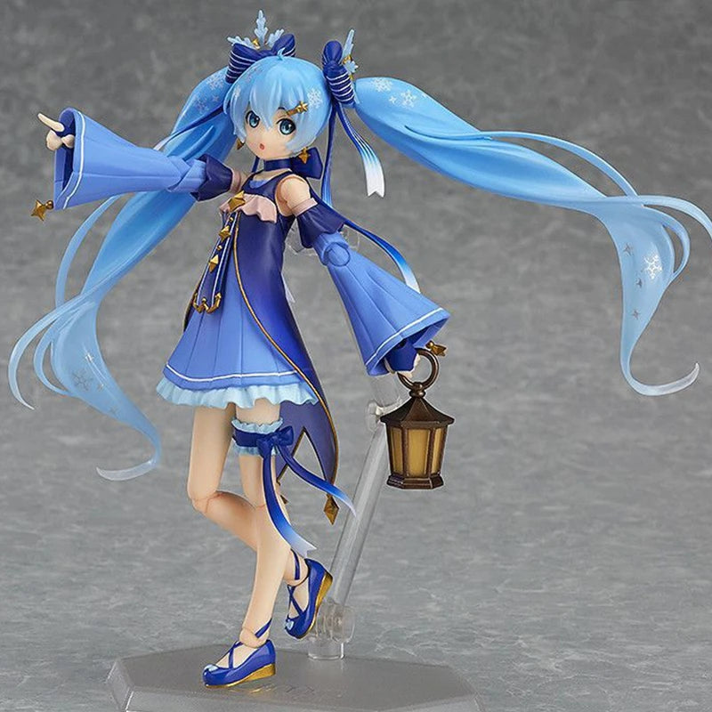 14cm Hatsune Miku Anime Figures Figma EX037 Starry Sky Series Vocalold Snow MIKU Cartoon Model Figurine Collectible Toys Gifts