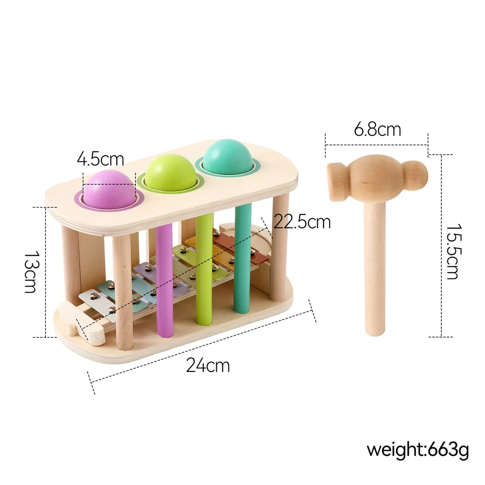 Montessori Toys 1-3 Year Baby Wooden Percussion Instrument Hand Coordination Play Early Sensory Touch Education Toys Kid Gift