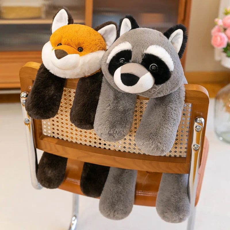 45-70cm Super Soft Lazy Fluffy Hair Plush Stuffed Animal toy Plushie Raccoon Fox Crocodile Sloth Girl Throw Pillow Birthday Gift