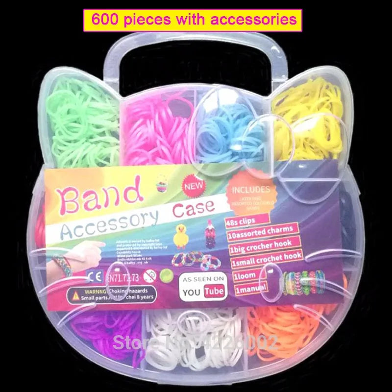 Creative Colorful Loom Bands Set Rainbow Bracelet Making Kit DIY Rubber Band Woven Bracelets Craft Toys For Girls Birthday Gifts