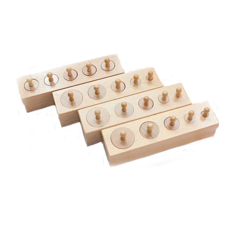 Montessori Sensory Toys Mini Wood Cylinder Sockets Set Early Childhood Educational Toy Children's Game for Hand-Eye Coordination