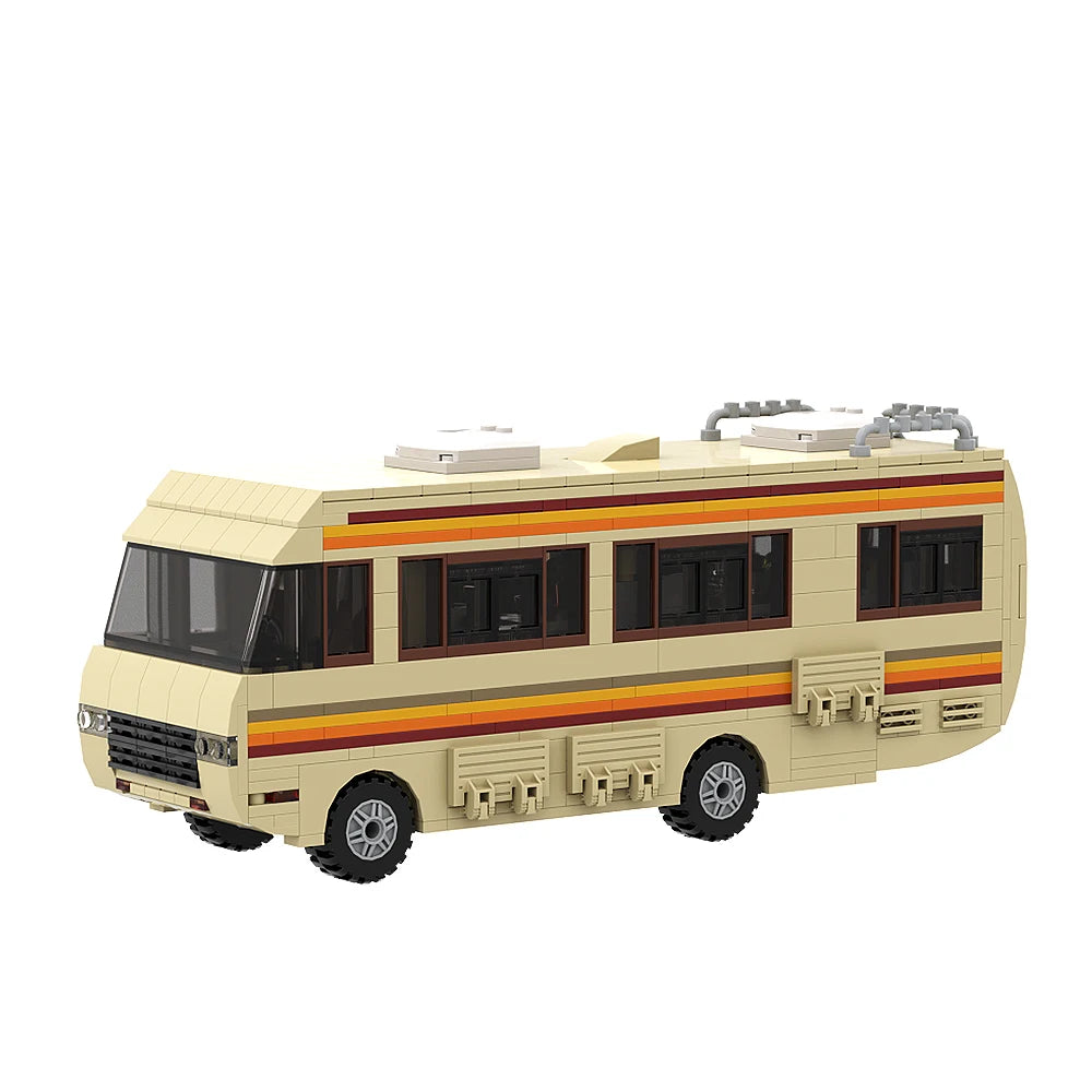 Gobricks MOC Classic Movie Breaking Bad Car Building Blocks Kit Walter White Pinkman Cooking Lab RV Vehicle Model Toys For Gifts