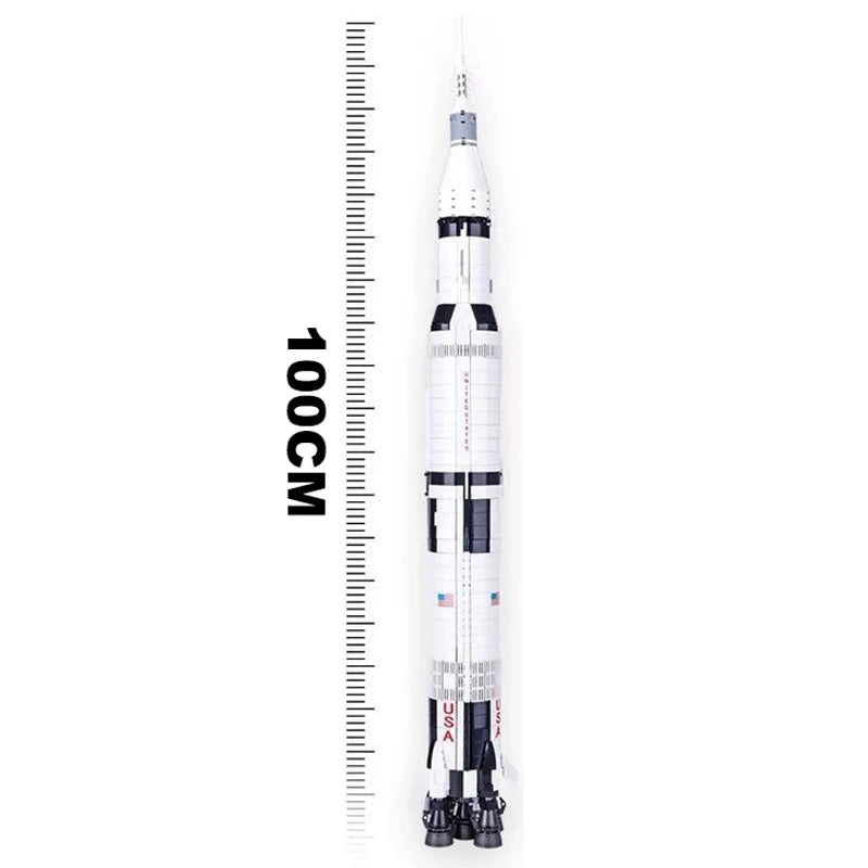 Cretive MOC Apollo Saturn V Building Blocks Model Space Rocket Assembly Bricks Toys Birthday Christmas Gifts For Kid Boy Adult