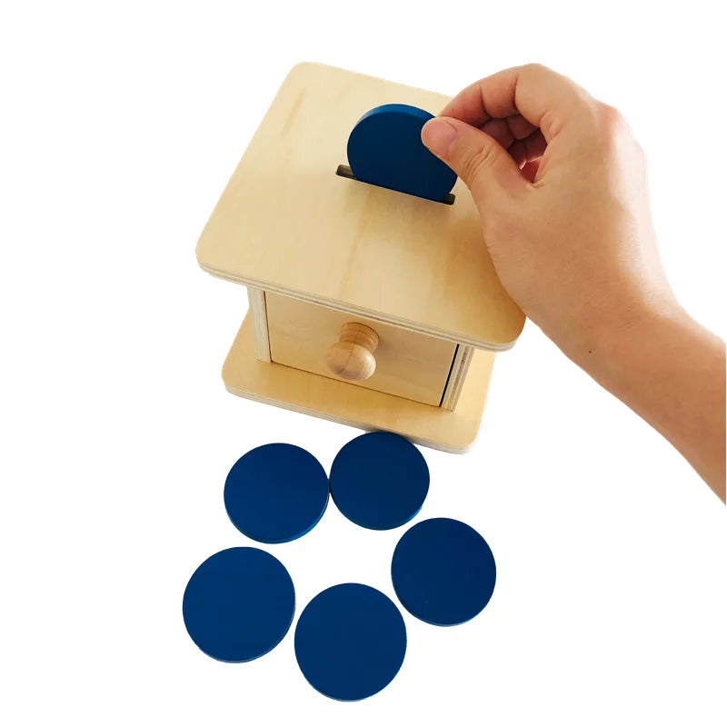 Colored Coin Box Wood Montessori Infant Toddler Toys Hand-Eye Coordination Fine Motor Skill Game Early Educational Equipment