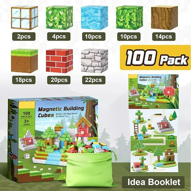 Magnetic Building Blocks Magnet Cube Mine World Set for Boy Girl Kid Age 3+ DIY Model Children STEM Montessori Sensory Toy Gift