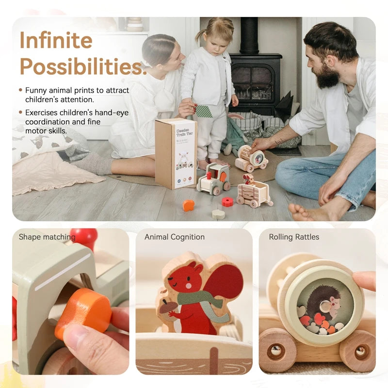Baby Montessori Toys Wooden Animal Farm Train Children's Refined Sports Games Shape-matching Toys Early Education Toys For Kids