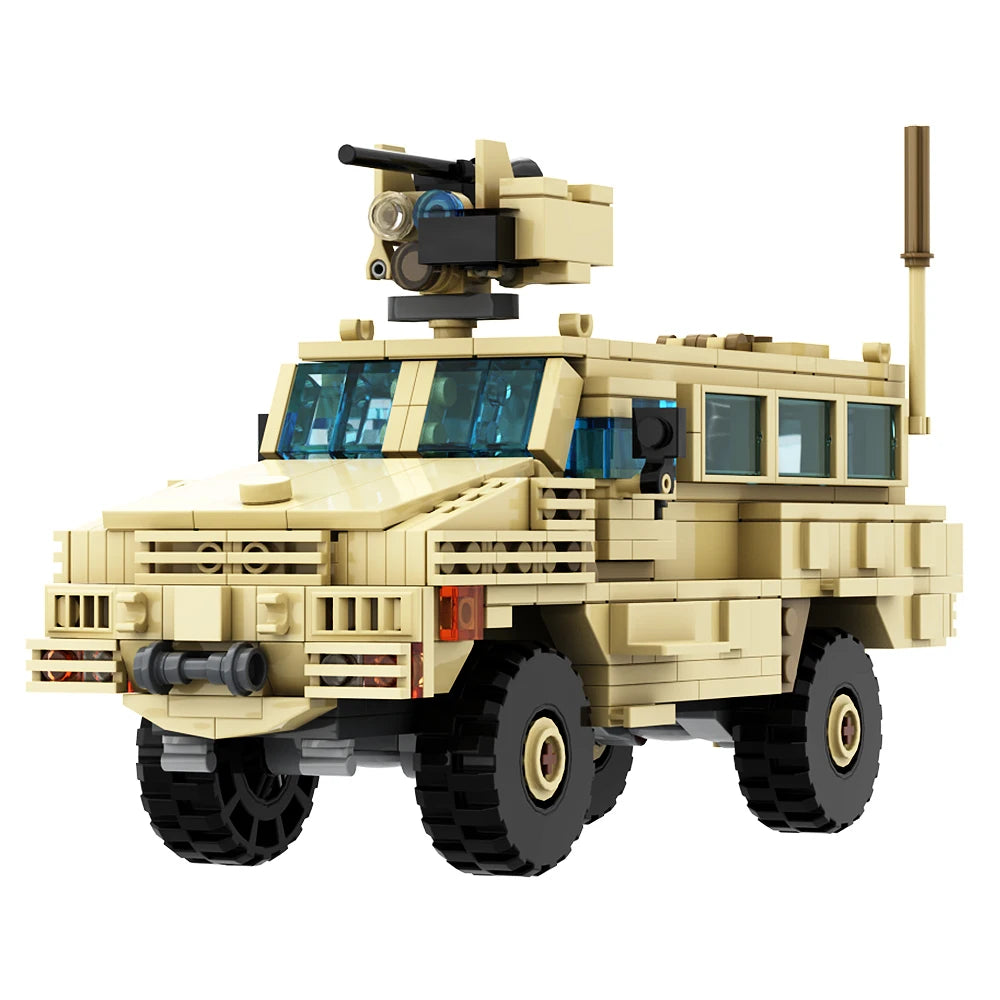 Gobricks MOC MRAP Military Vehicle Car Serie Bricks Mine Resistant 4x4  RG-33L RG-31 M142 M1296 CROWS Building Blocks Toy Car