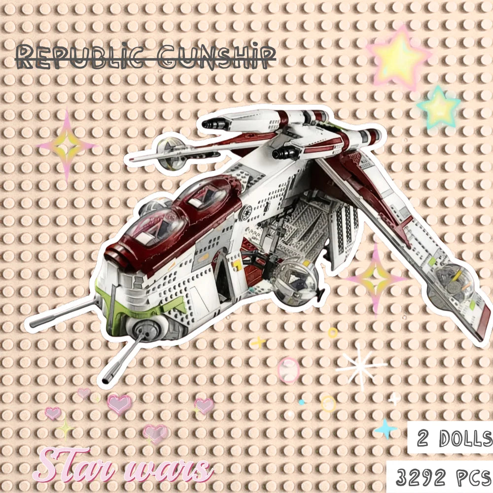 NEW MOC Space Wars UCS Building Blocks Republic Gunship Model 3292PCS Fighter Spaceship Destroyer Bricks Toys For Kids Gifts