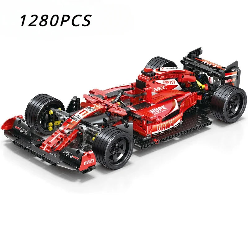 1280PCS Technical MOC Formula Racing Car Building Blocks DIY Red F1 Supercar City Sports Vehicle Bricks Toys For Children Gifts