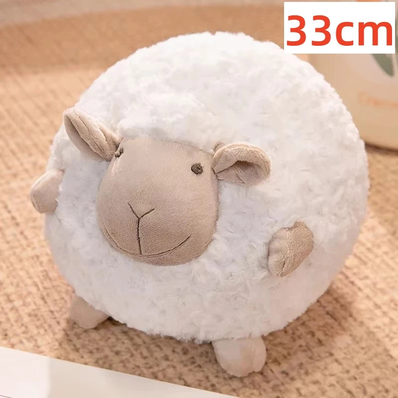 28/33cm Lovely Round Sheep Plush Toys Stuffed Animal Fluffy Lamb Plushie Doll Soft Pillow Baby Kids Girls Nice Birthday Gift