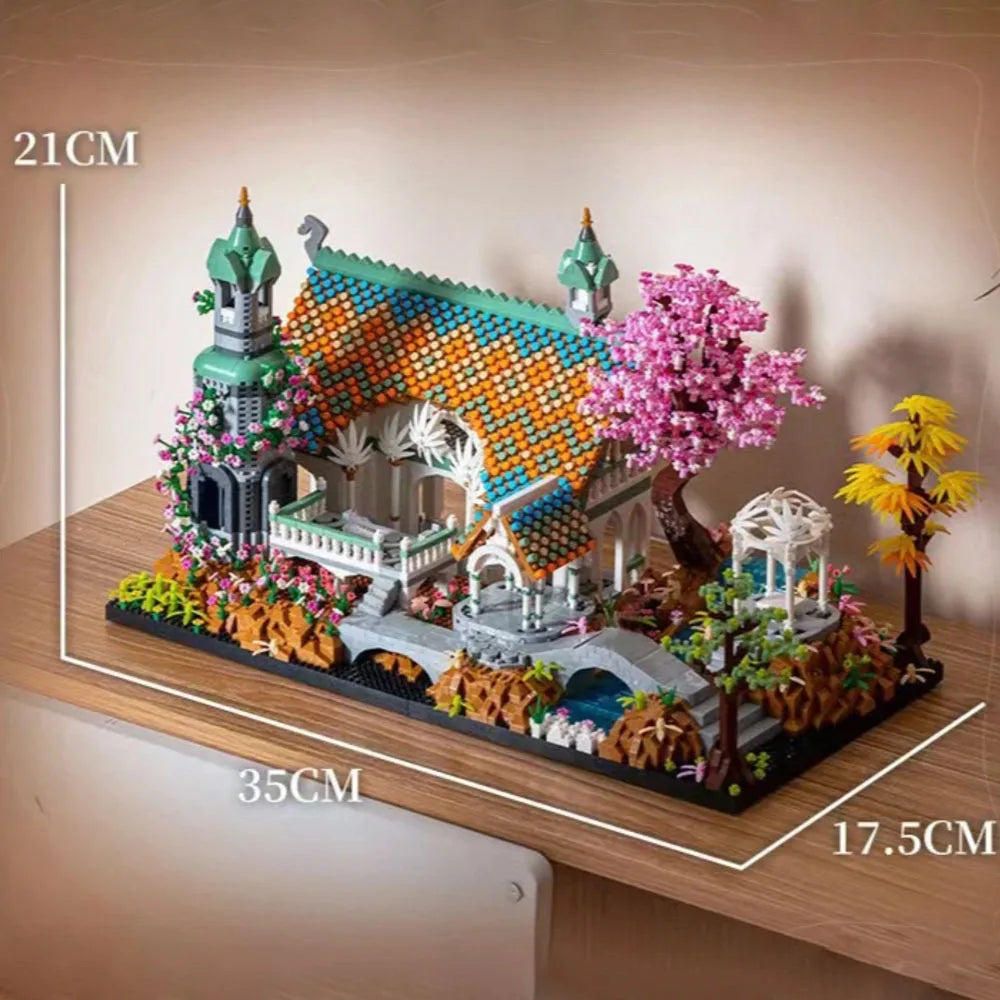 MOC Creative Street View Micro Diamond Block Icons Movie Lorded Rings Building Blocks Brick Rivendell Castle Street View Toys