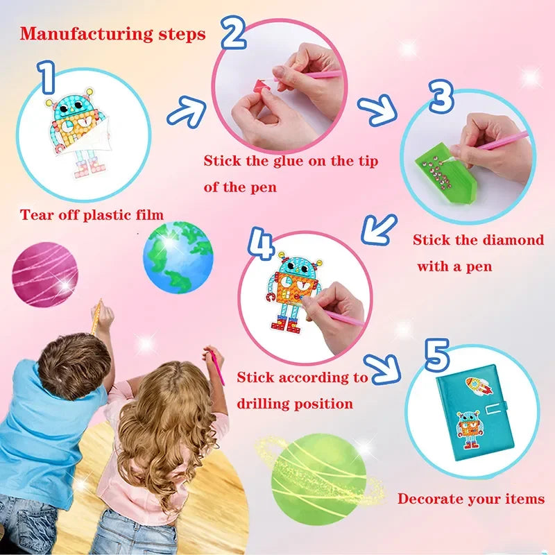 Good Quality GEM 5D Diamond Painting Stickers Kit Kids Handmade With DIY Painting Tools Cute Art Crafts Toys for Children Gifts