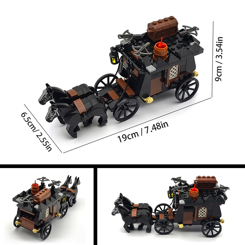 Creative Moc Medieval Military Carriage Model Western Carriage Transport Horse Building Blocks DIY Assembly Toy Birthday Gift
