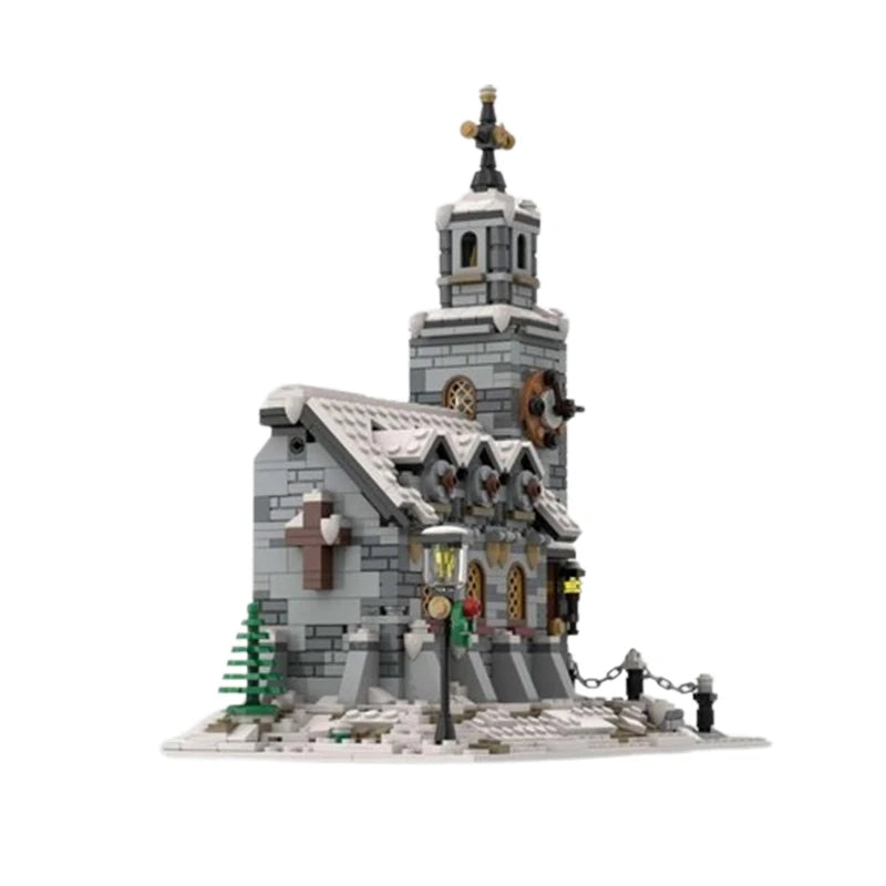 Spot MOC-58208 Winter Church Small Particle Assembly Building Blocks Street View Building Model Toy Gift