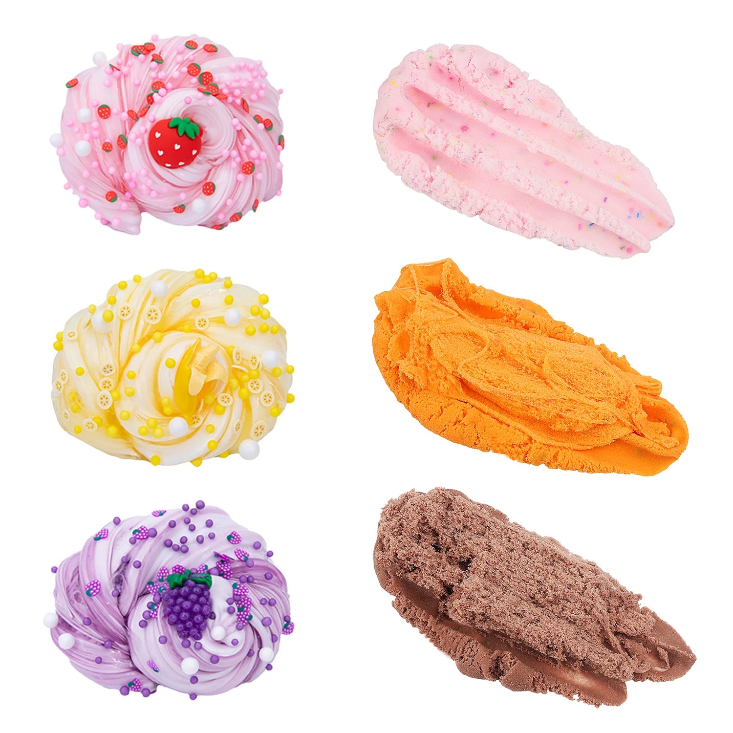 Crystal Mud Slime Cloud Silk Mud, Fruit Flavor and Odor DIY Slow Pressure Handmade Toy, Available in 6 Styles to Choose from