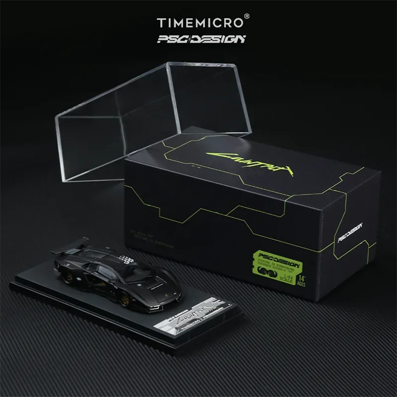 Time Micro / PSC DESIGN 1:64 PSC-Countach Matte Black Cars Model Collection Miniature