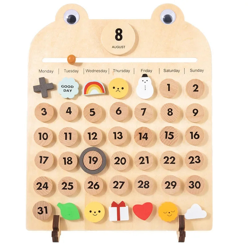Wooden Montessori Concept Educational Toys Children's Room Decorations Cognitive Display Early Education Fun Calendar Pendants