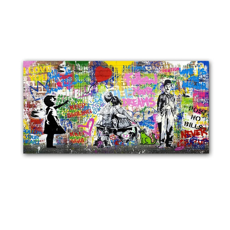 Banksy Street Art Graffiti Urban Wall Art Balloon Girl Canvas Painting Large Size Posters and Prints for Living Room Home Decor