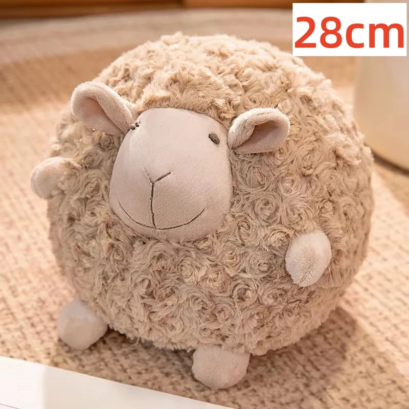 28/33cm Lovely Round Sheep Plush Toys Stuffed Animal Fluffy Lamb Plushie Doll Soft Pillow Baby Kids Girls Nice Birthday Gift