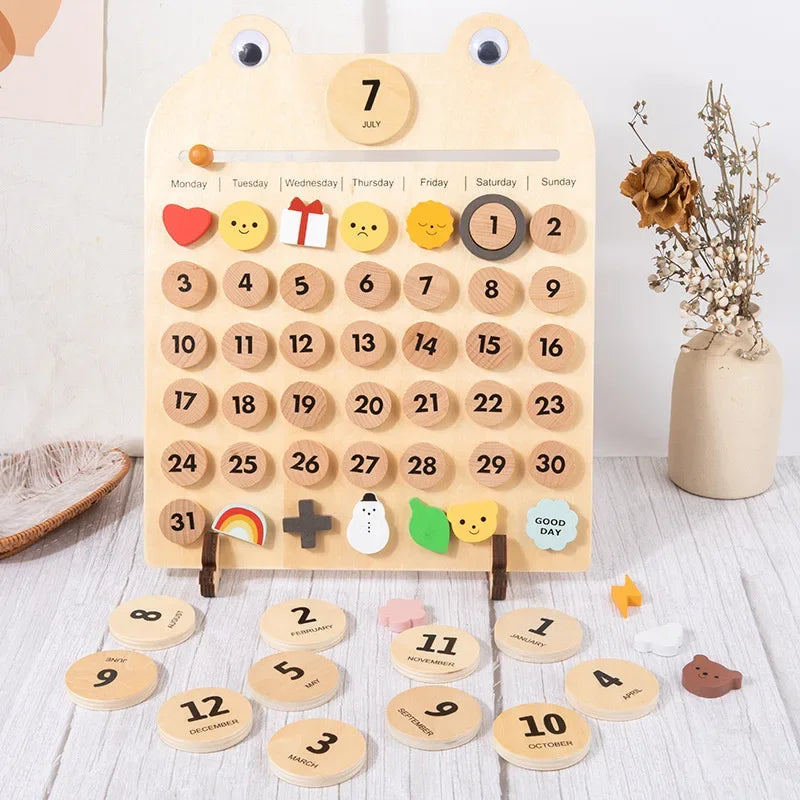 Wooden Montessori Concept Educational Toys Children's Room Decorations Cognitive Display Early Education Fun Calendar Pendants