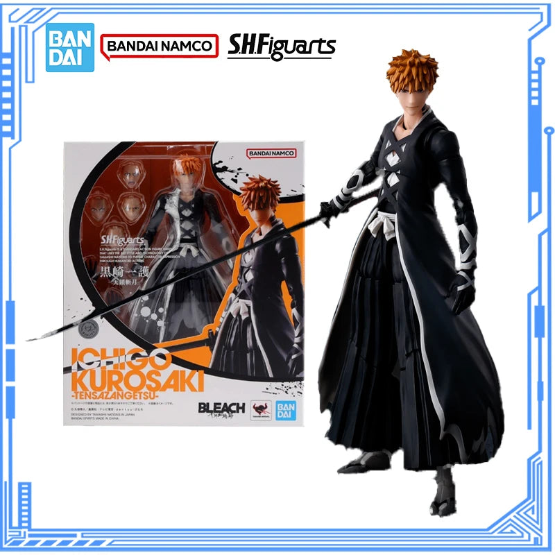 Bandai Genuine Bleach Model Kit Anime Figures SHF Kurosaki Ichigo Tensa Zangetsu Anime Action Figure Collection Model Toys Gifts
