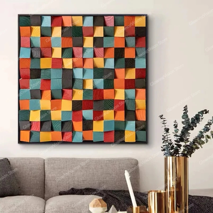 30x30cm Fashion 3D Art Wall Decor Mosaic Tile Solid Wood Acoustic Diffuser for Home Office Showroom Living Room Wall Decoration