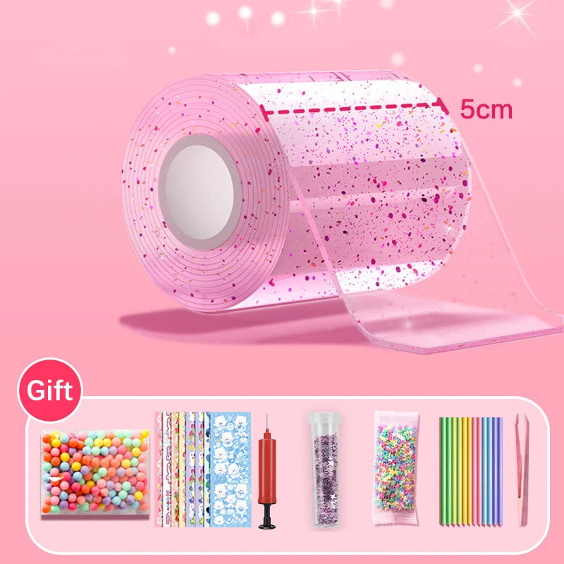 DIY Craft Pinch Toy Making Blowable Bubble Tape Non-marking Double-sided Adhesive Reusable Color High Sticky Nano Tape