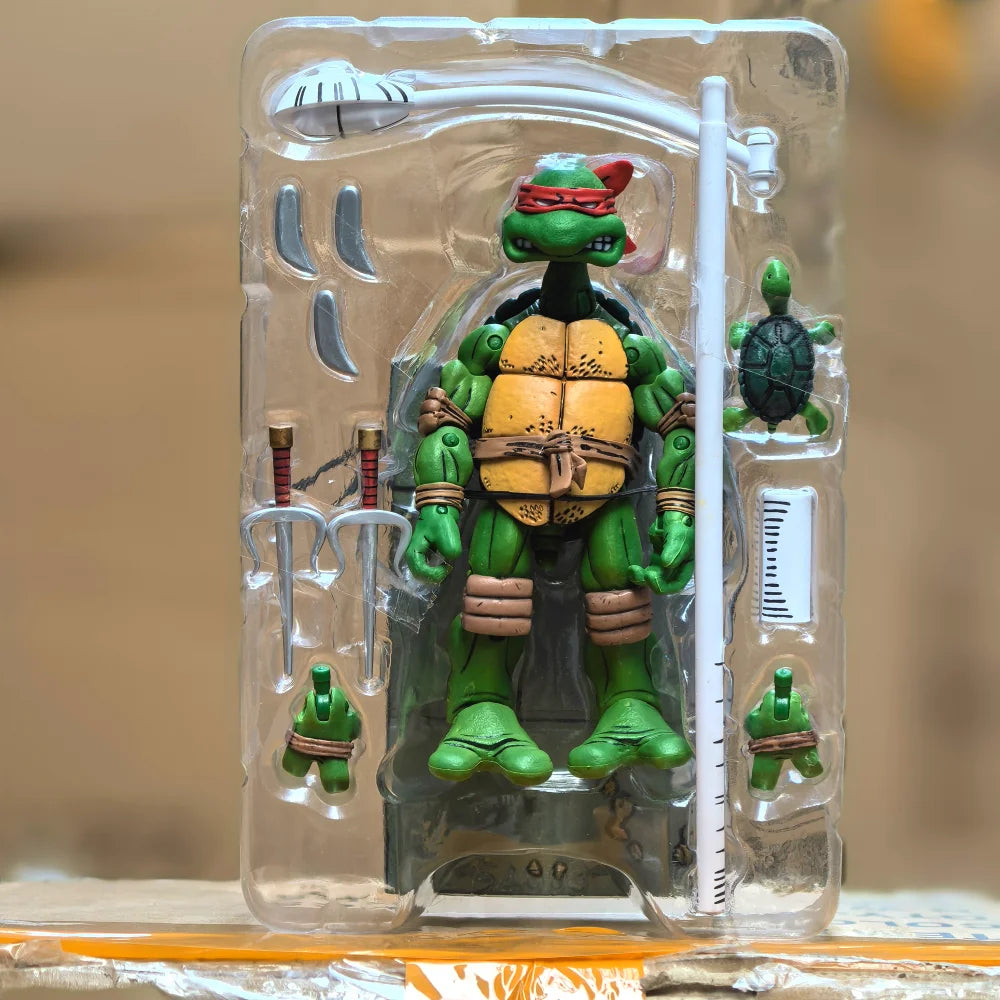 New NECA Turtles Figures Pizza Club Leonardo Leads Tmnt Turtles First Ninja Anime Action Figure Model Doll Gifts Toys In Stock
