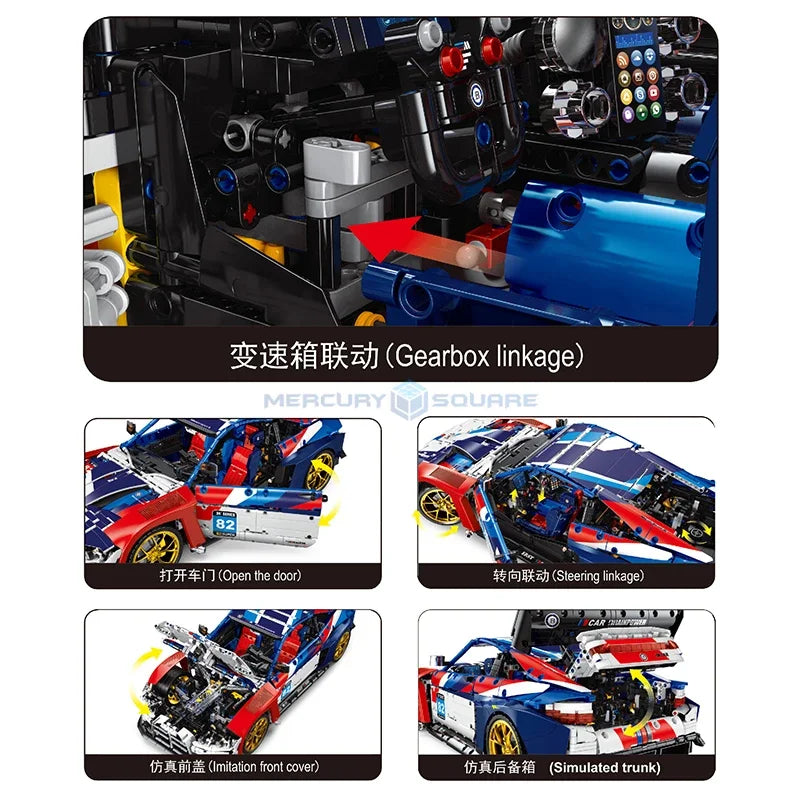 M4 Supercars MOC JD040 Fast Racing Speed World Famous Model Building Blocks Vehicle Bricks High Tech Toy Kit Gift Boys Kids