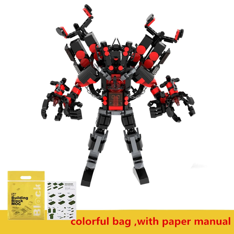 619pcs/set Skibidi Toilet Man Building Blocks Upgraded Version Of Titan Speaker King DIY Bricks Toys For Kids Christmas Gifts