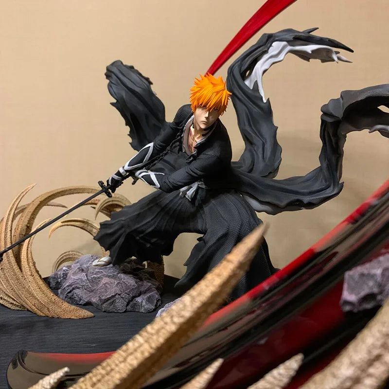 Anime Bleach Ichigo Kurosaki Figure Getsuga Tensho Ichigo Special Effects Figurine With LED Gk Statue Model Collection Toys Gift