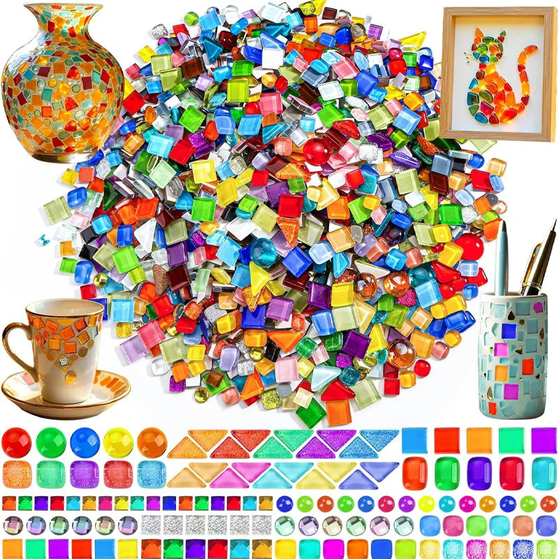 Colorful Bulk Crystal Mosaic Pieces Art Diy Glass Mosaic Tile Craft DIY Ceramic Mosaic Glass Tiles  Art Hobbies Craft Material
