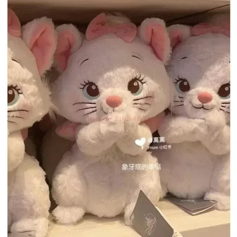 Cute Disney Marie Cat Plush Dolls The Aristocats Cartoon Sleepy Face Marie Bow Plushies Doll Soft Stuffed Animals Pet Toy Gifts