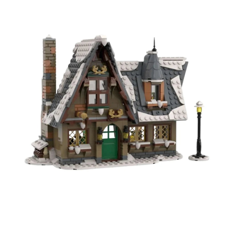 Spot MOC58700 three small winter houses 94936 winter country hotel small particle assembly building blocks Christmas model toys