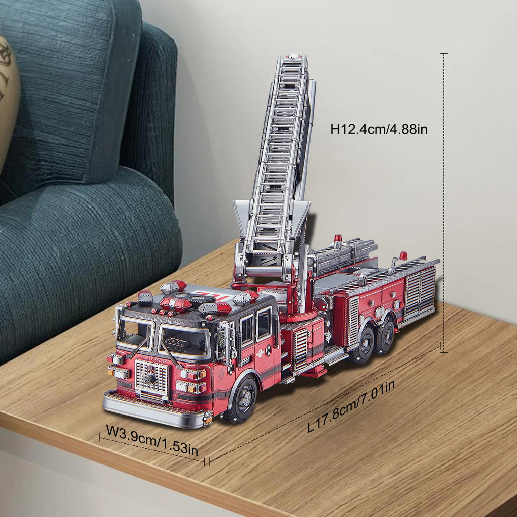 Piececool 3D Metal Puzzles Ladder Truck Assembly Model Kits Engineer Vehicle Collection Model DIY Jigsaw for Home Decor