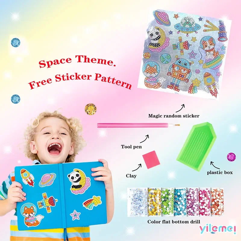 Good Quality GEM 5D Diamond Painting Stickers Kit Kids Handmade With DIY Painting Tools Cute Art Crafts Toys for Children Gifts