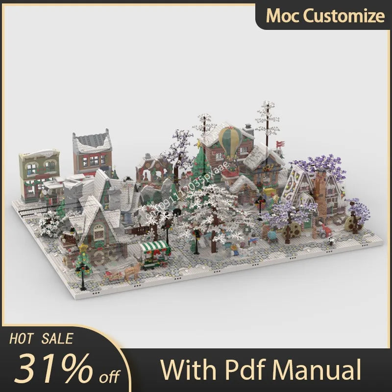 Moc Winter Village Display Base for Sets 10325 10308 10339 10293 10275 10267 Building Blocks Creative Bricks Toy Christmas Gift